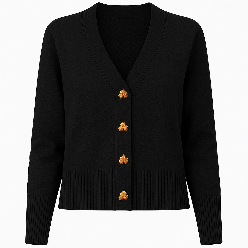 V Neck Cardigan – Heart Button Sweater for Women