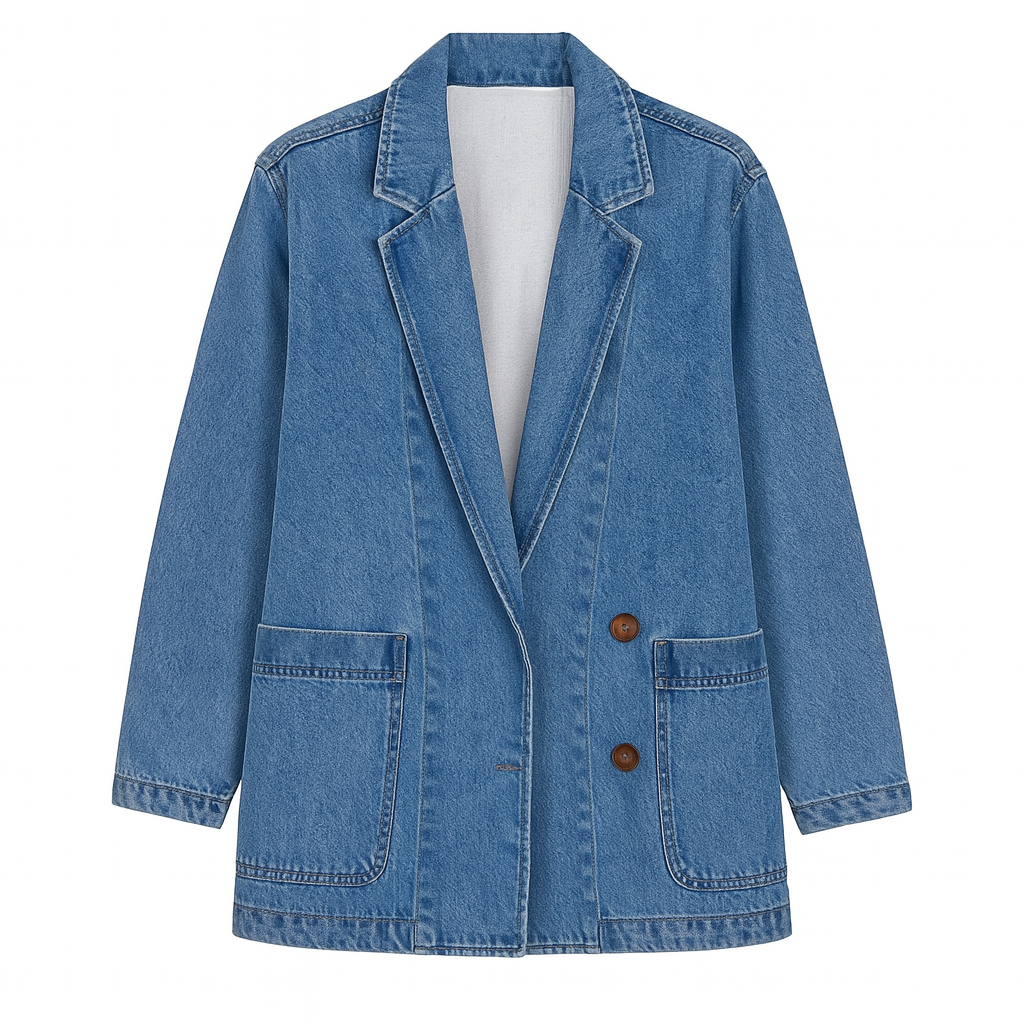 Oversized Denim Jacket with Pockets for Women