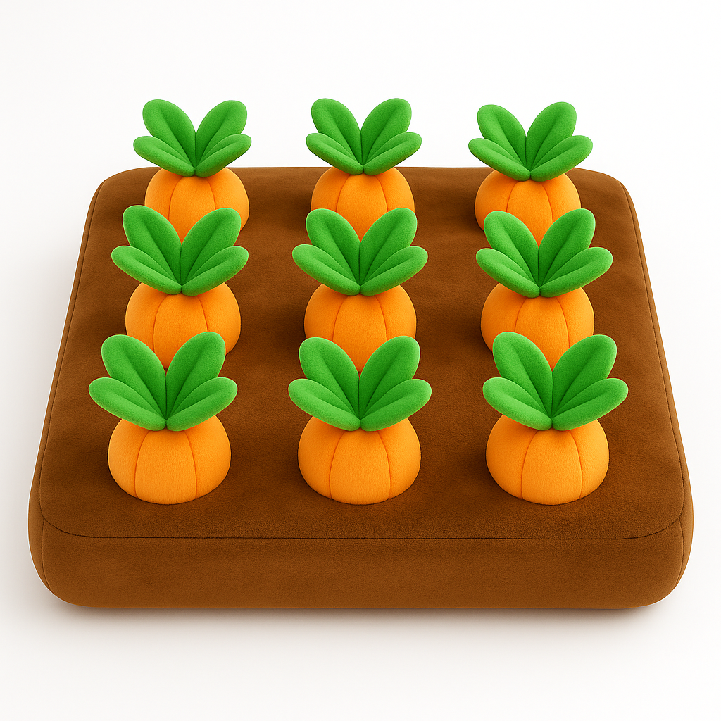 Cat Pillow Toy with Carrots – Interactive Play Cushion