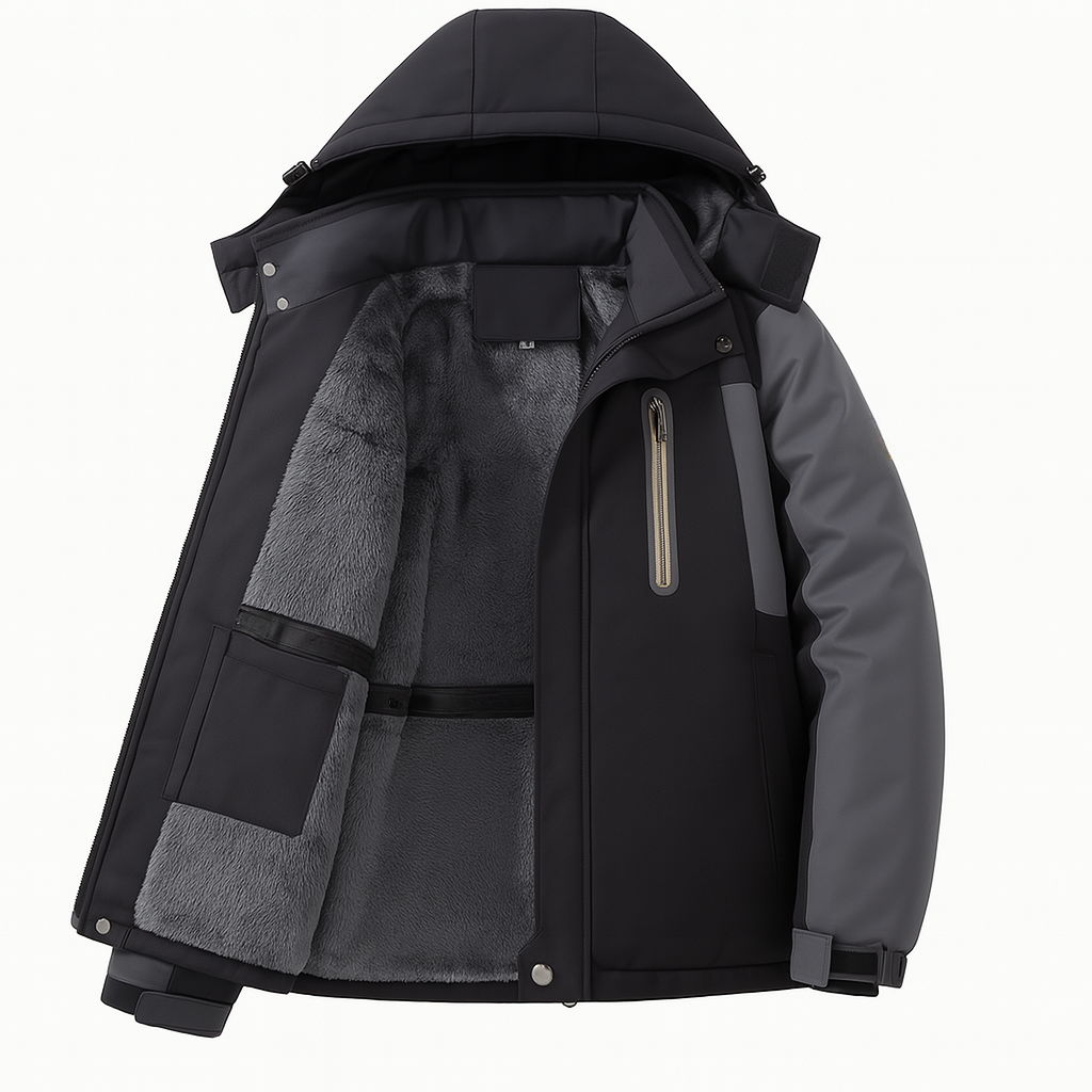 Men’s Winter Jacket – Parka with Hood and Pockets for Cold Weather