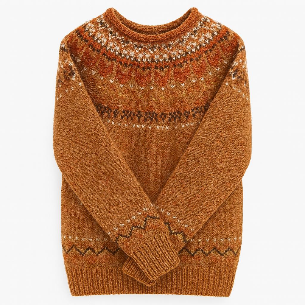 Knitted Sweater with Patterned Yoke – Pullover for Women
