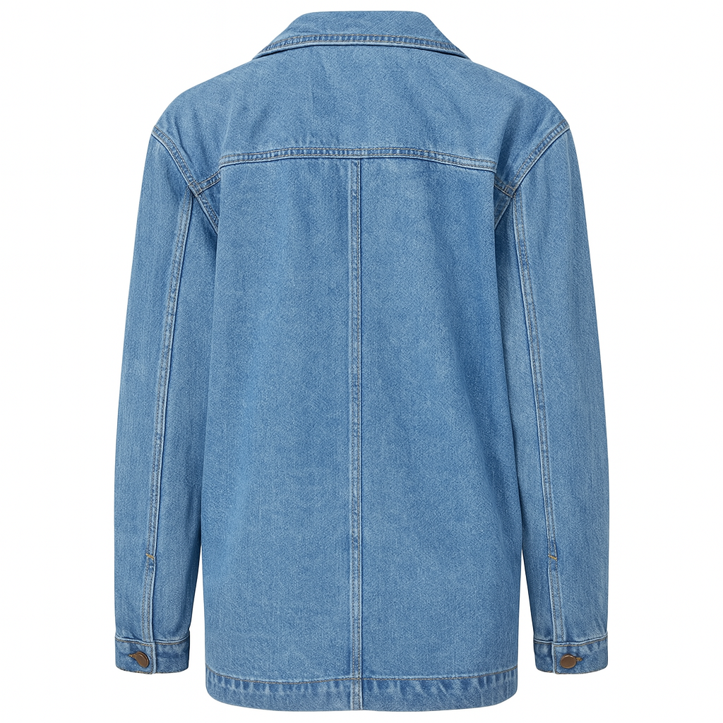Oversized Denim Jacket with Pockets for Women