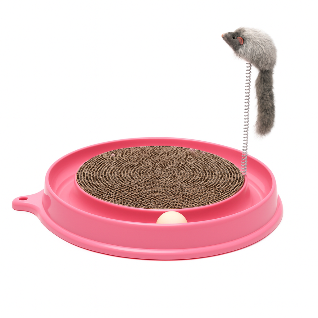 Cat Scratching Toy With Ball Track and Spring Teaser