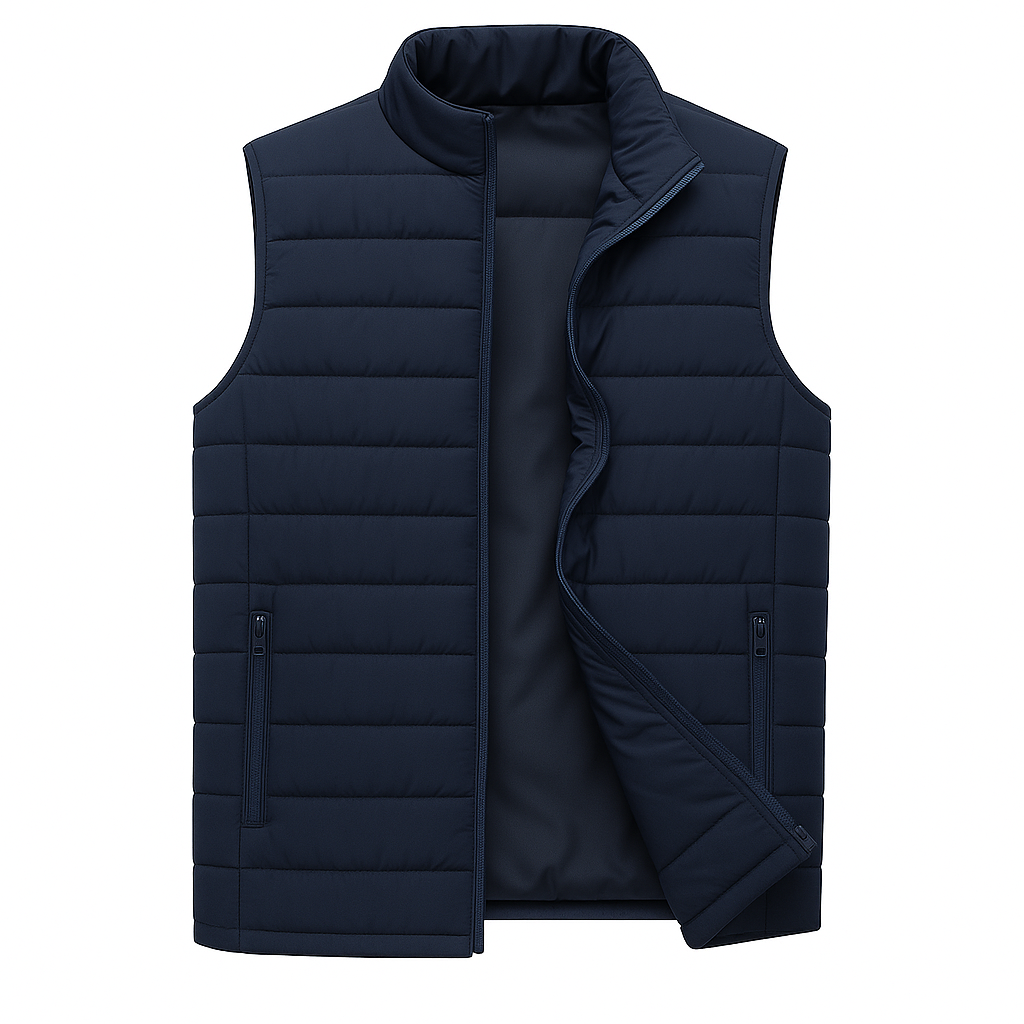 Men’s Puffer Vest – Sleeveless Zip Jacket for Fall