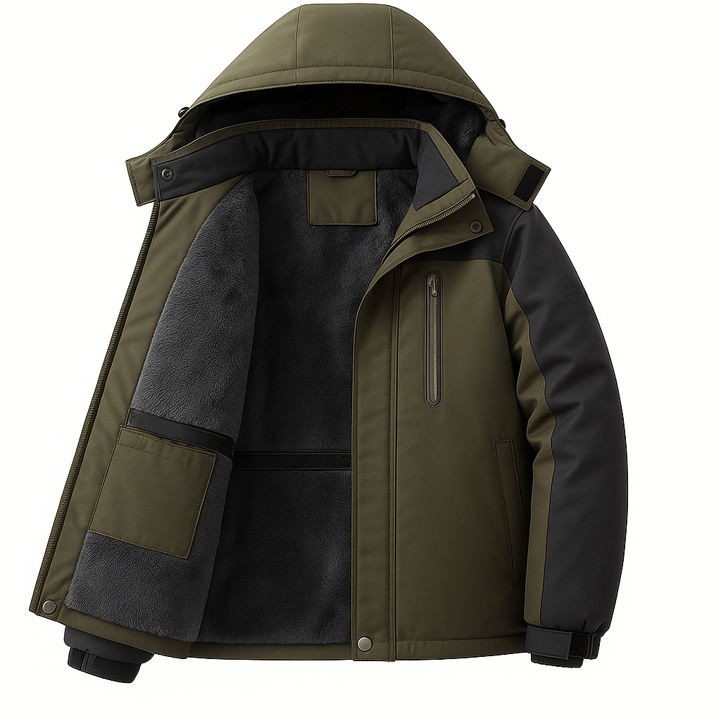 Men’s Winter Jacket – Parka with Hood and Pockets for Cold Weather