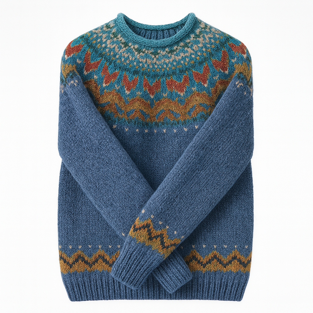 Knitted Sweater with Patterned Yoke – Pullover for Women