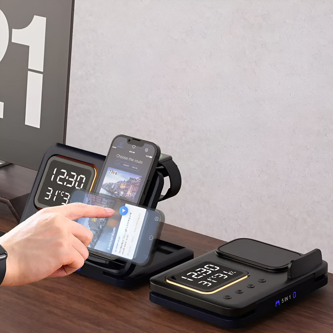 Wireless Charging Station with Clock