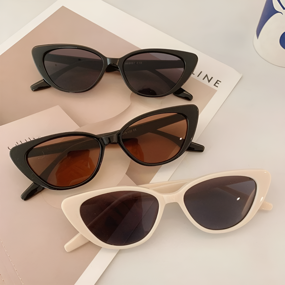 Elegant Black Retro Cat-Eye Sunglasses for Women