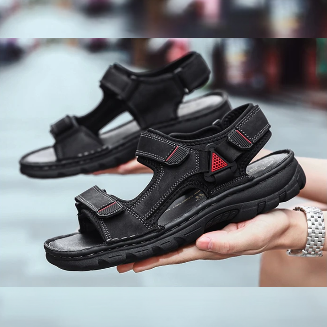 Rugged Leather Trek-Style Sandals for Men