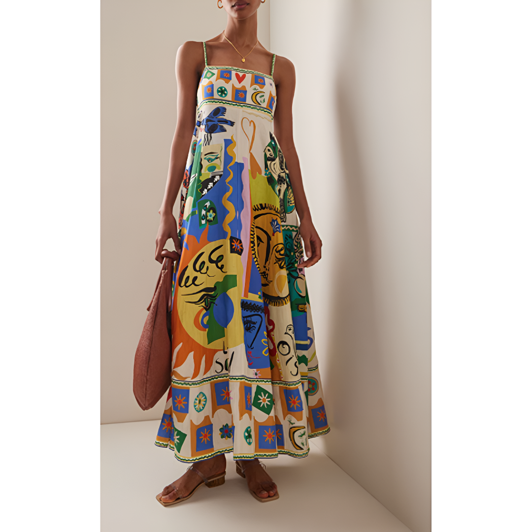 Comfortable Graphic Print Maxi Dress for Women