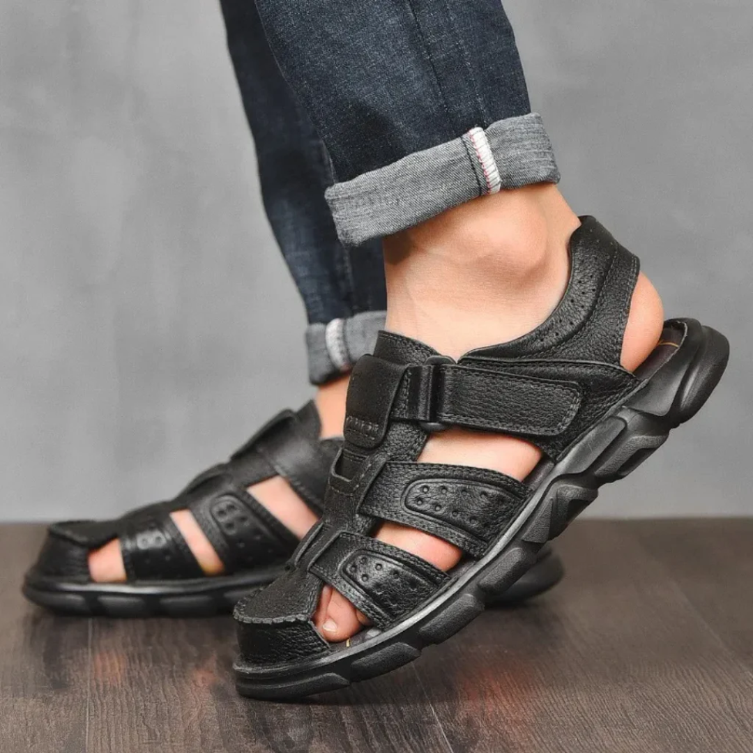 Durable Leather Multi-Strap Summer Sandals for Men