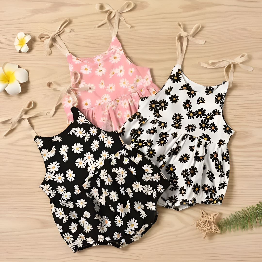 Trendy Cotton Daisy Print Romper for Baby Girls