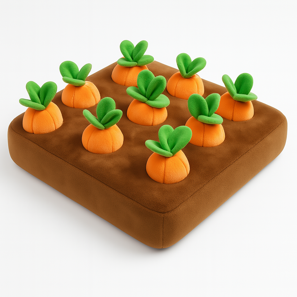 Cat Pillow Toy with Carrots – Interactive Play Cushion
