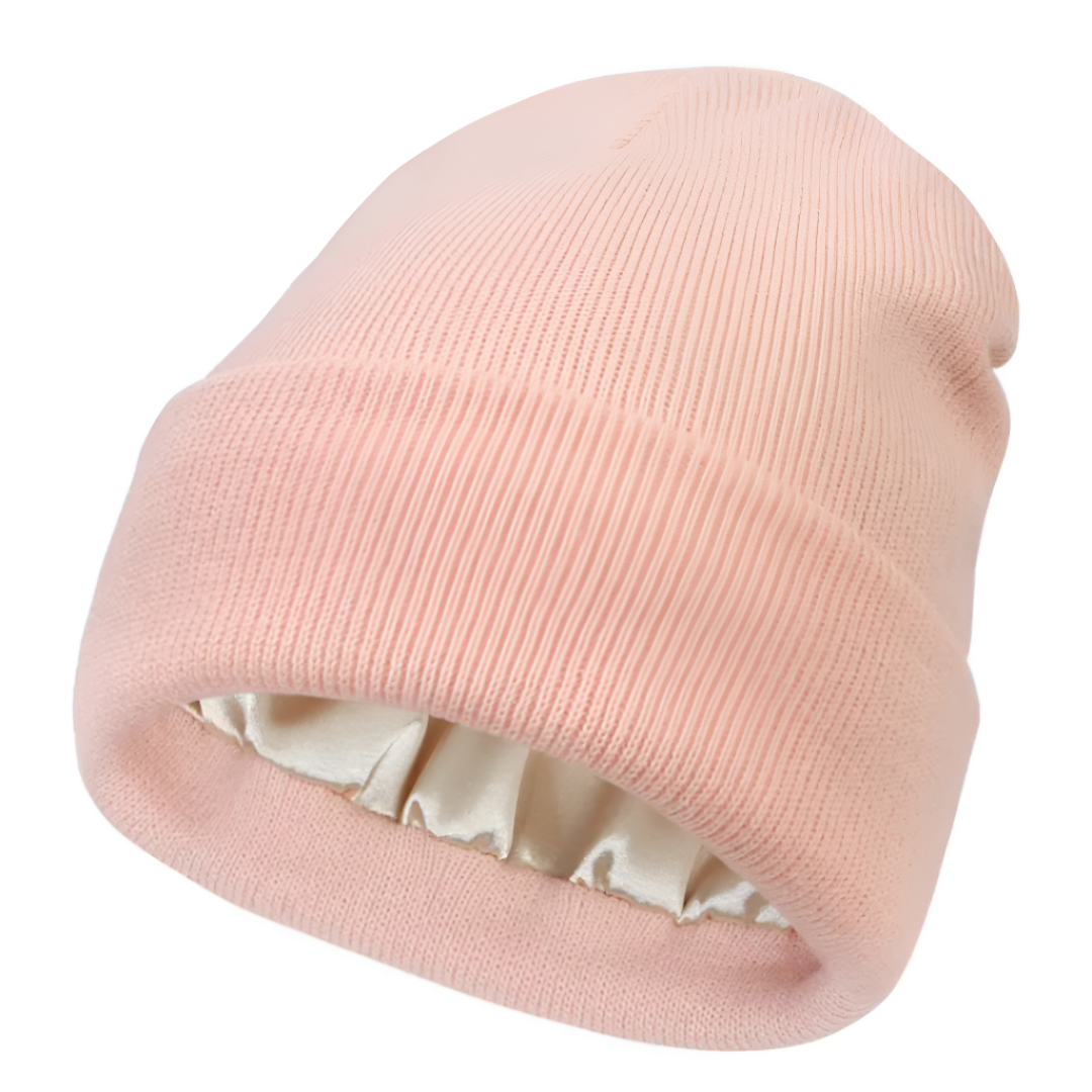 Satin Lined Beanie for Curly Hair – Winter Hat