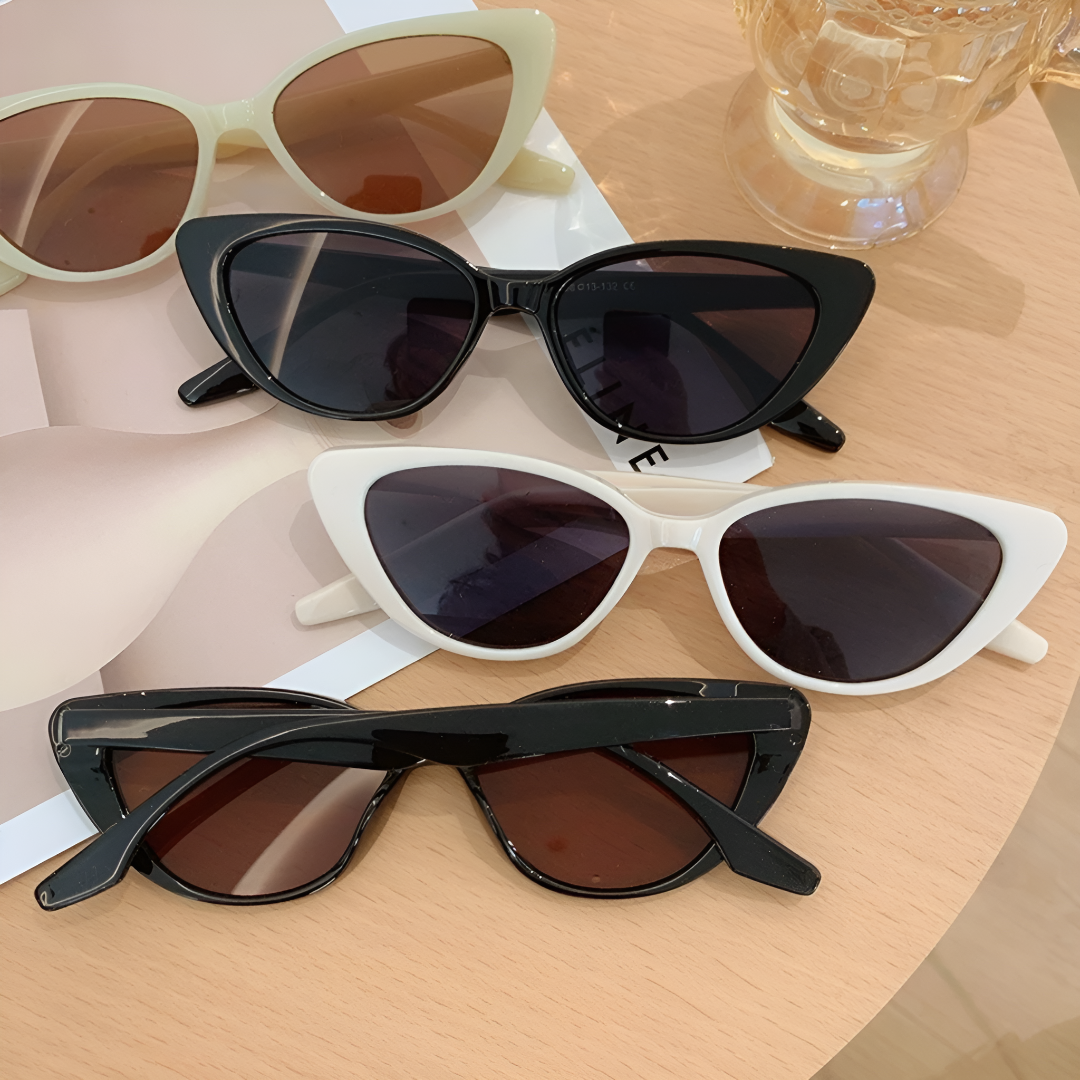 Elegant Black Retro Cat-Eye Sunglasses for Women