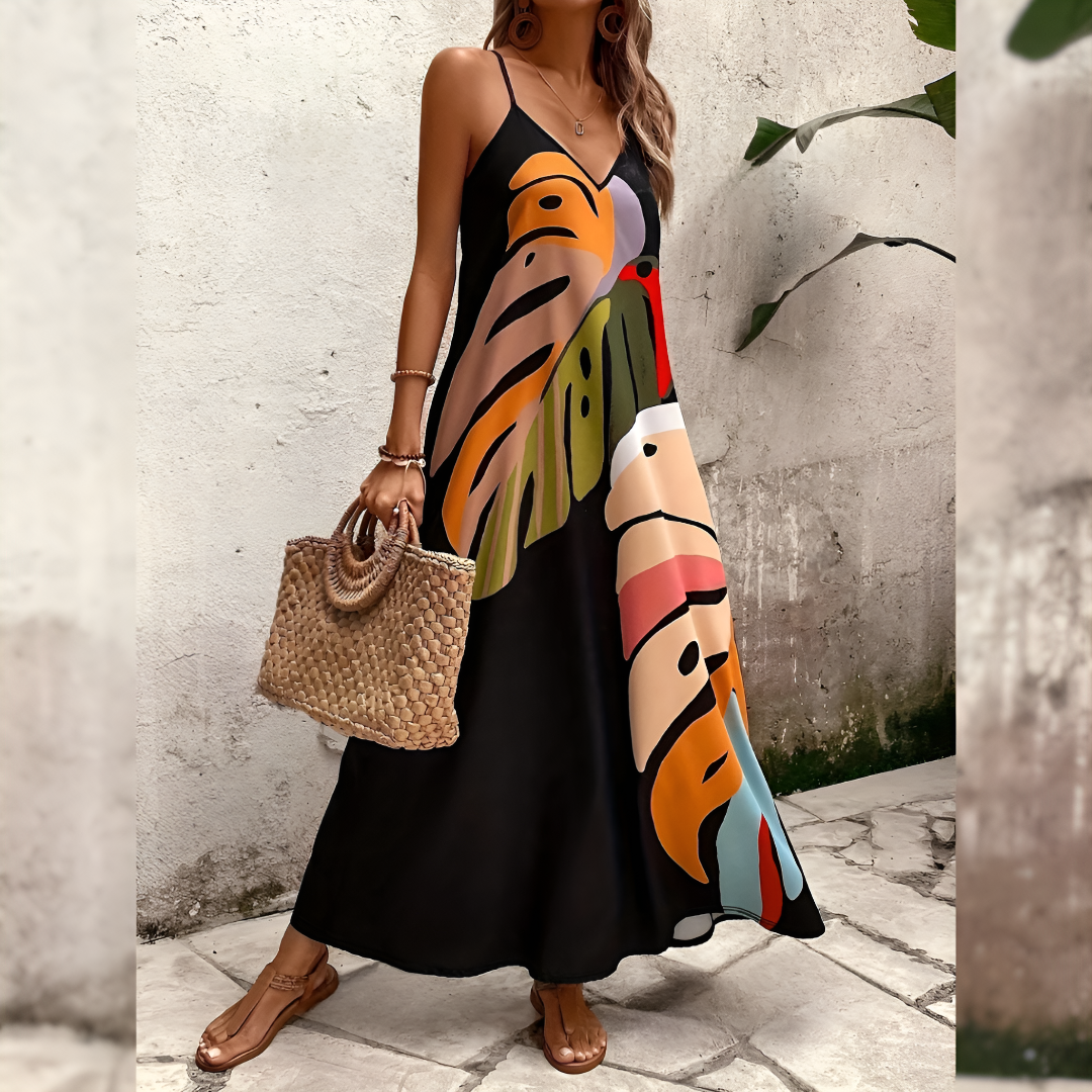 Trendy Leafy Oversized Maxi Dress for Women