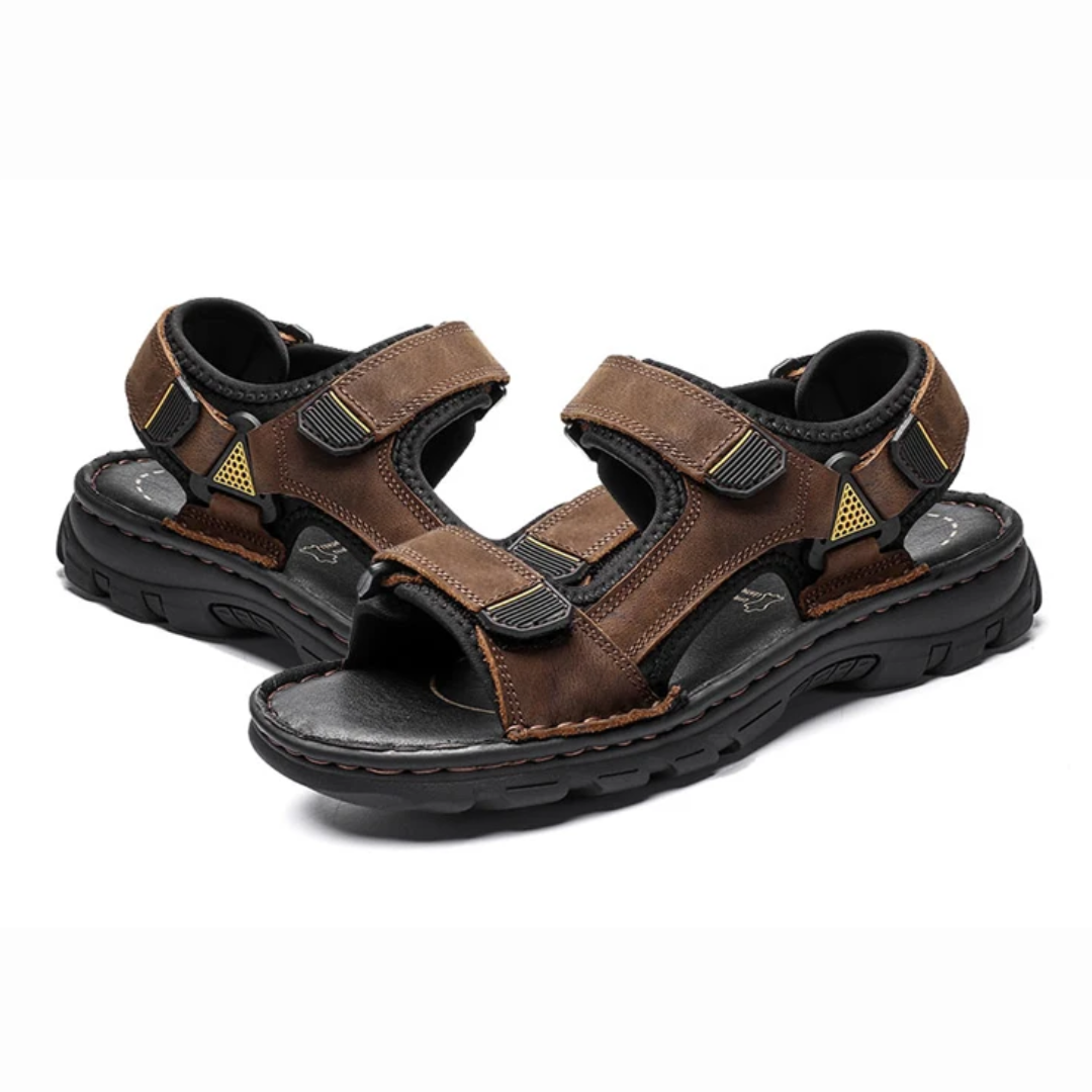 Rugged Leather Trek-Style Sandals for Men