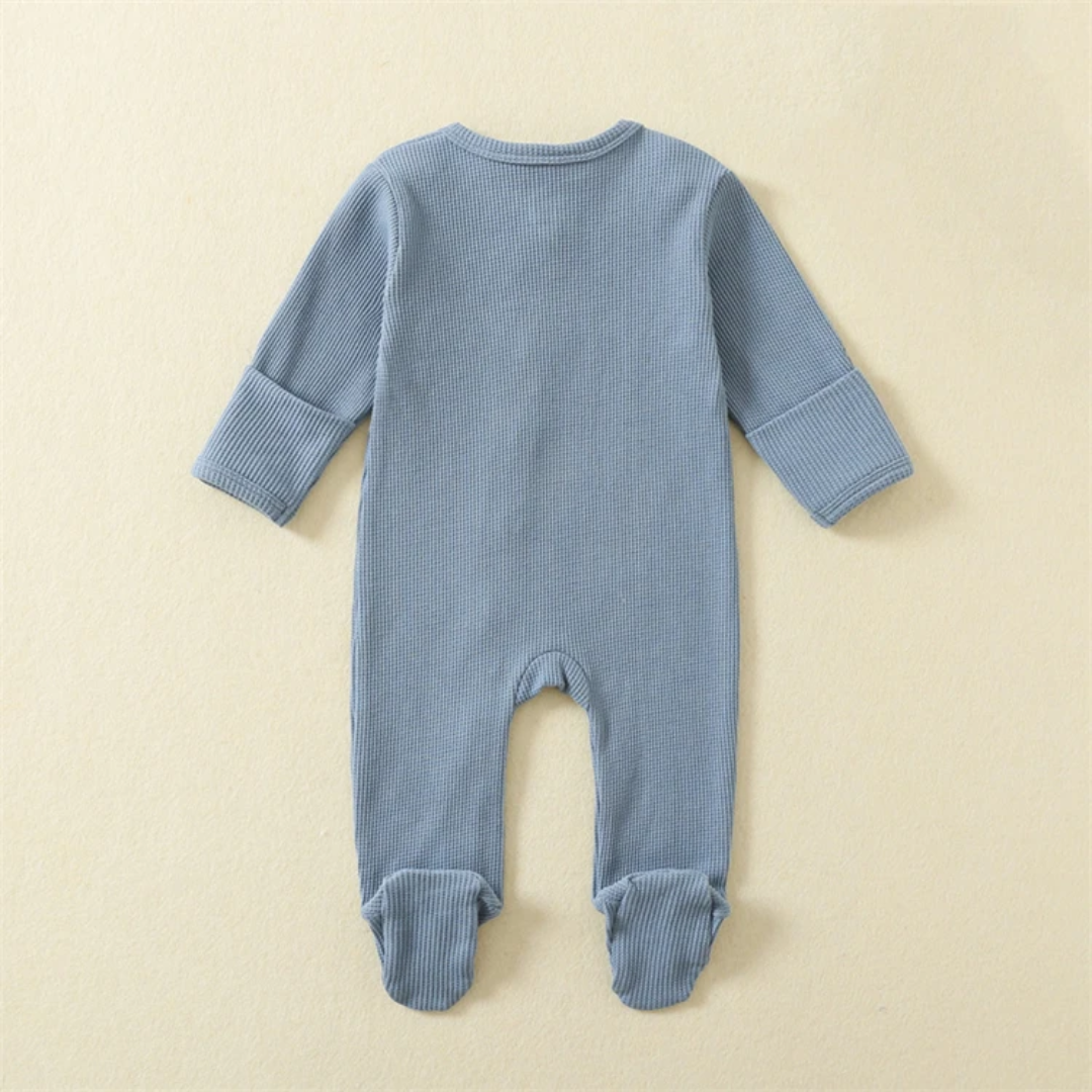 Organic Waffle Cotton Zipper Romper for Babies