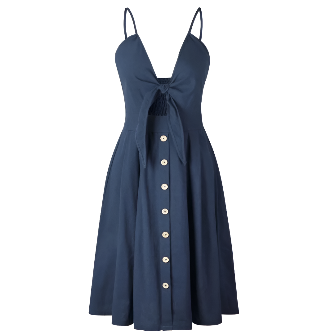 Trendy Tie-Front Button-Up Midi Dress for Women