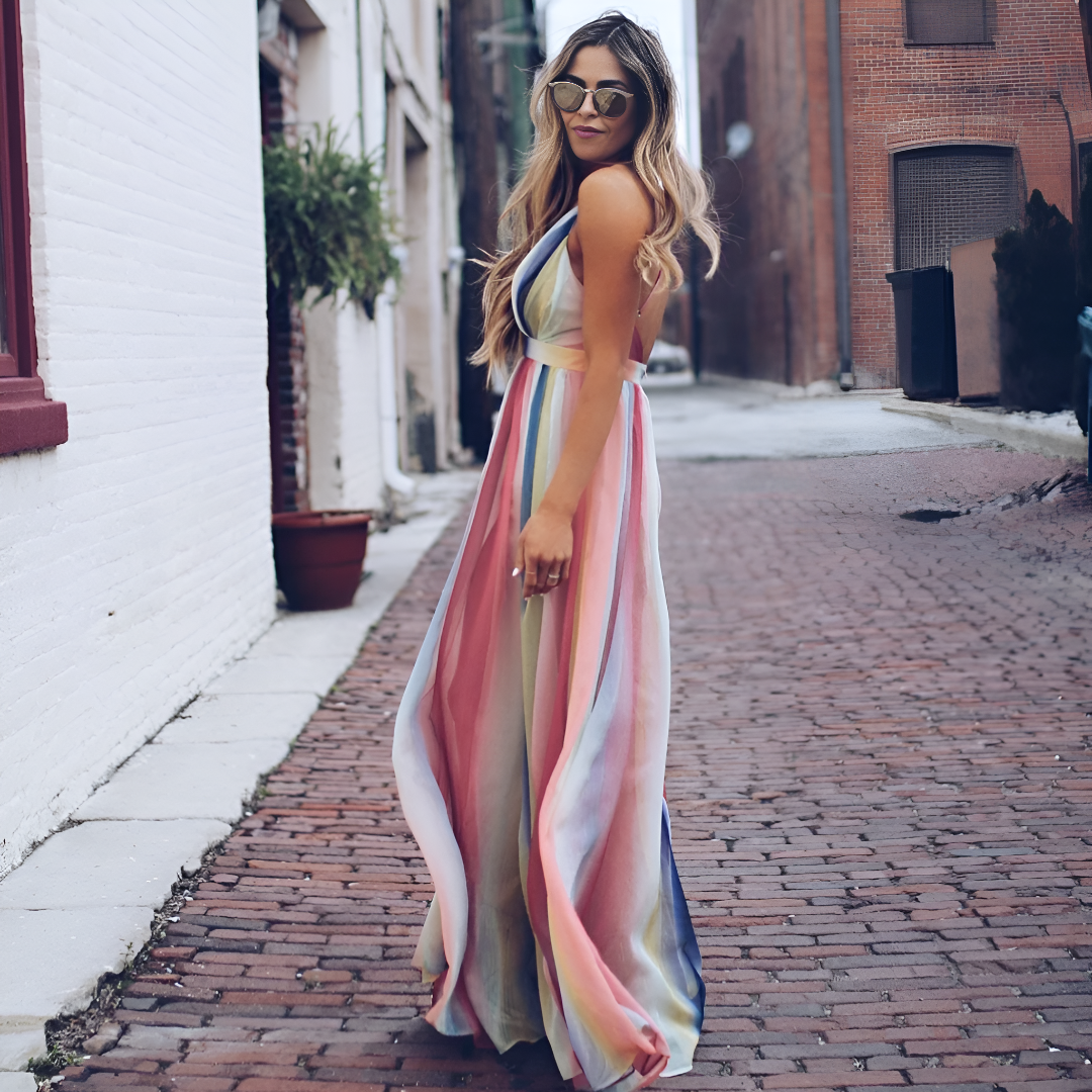 Trendy Striped Maxi Dress for Women