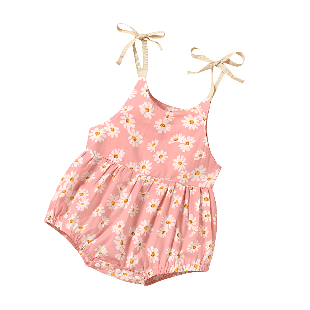 Trendy Cotton Daisy Print Romper for Baby Girls