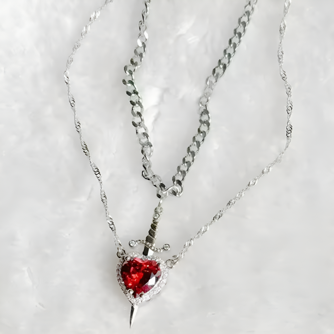 Heart & Sword Couples Necklace