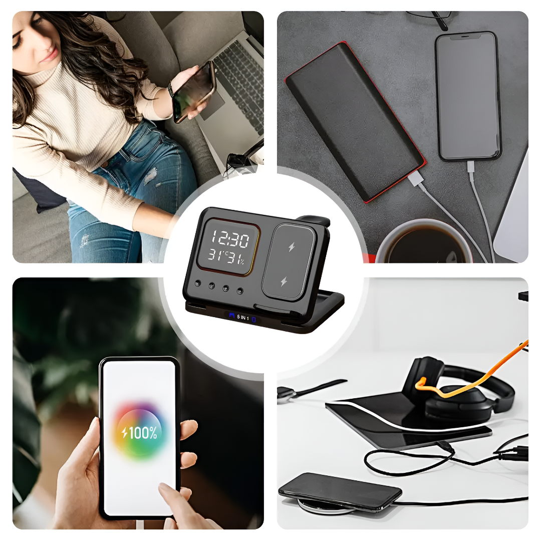 Wireless Charging Station with Clock