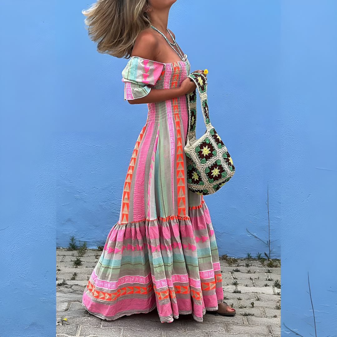 Trendy Cotton Boho Tiered Maxi Dress for Women