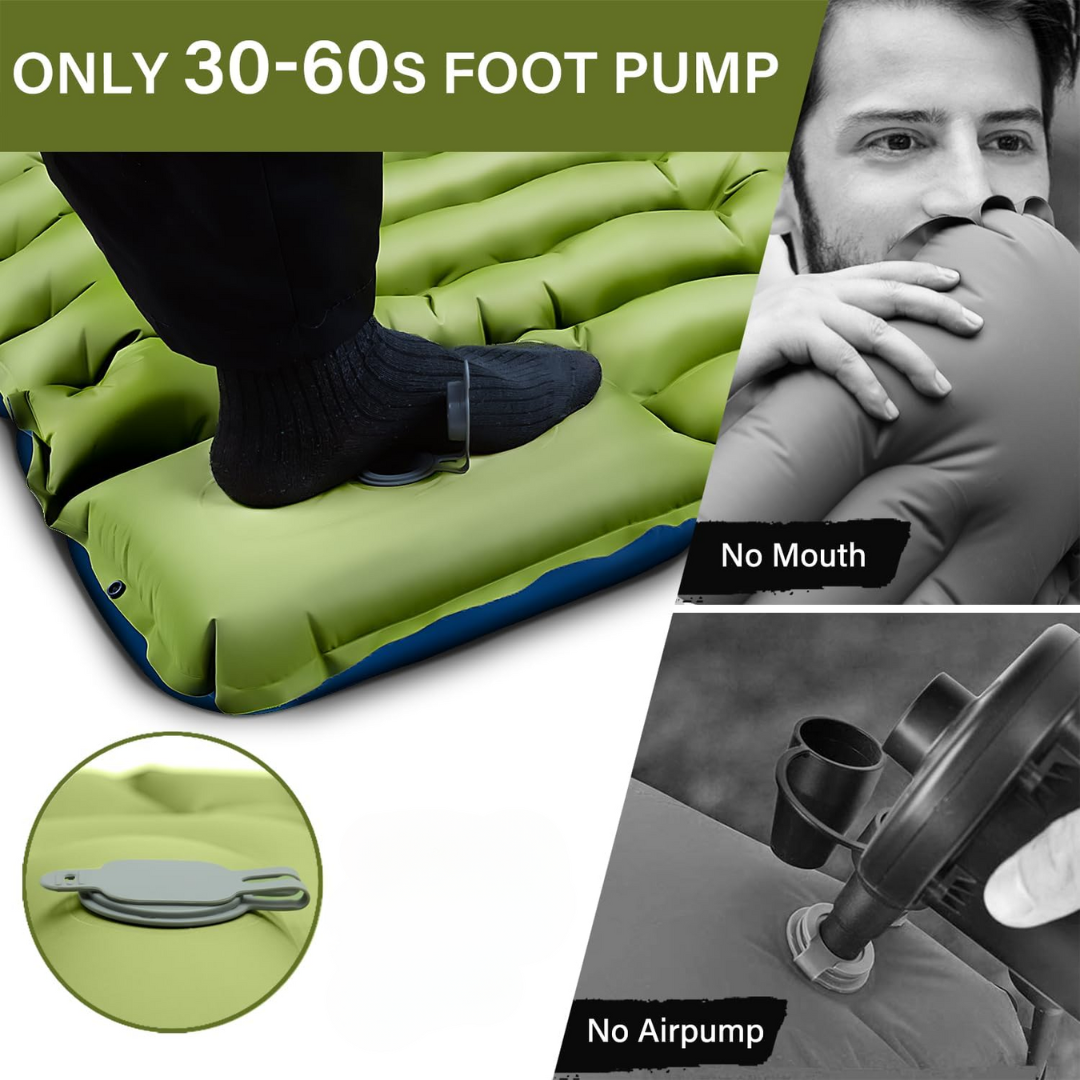 Ultralight Inflatable Sleeping Mattress with Pillow for Camping and Backpacking