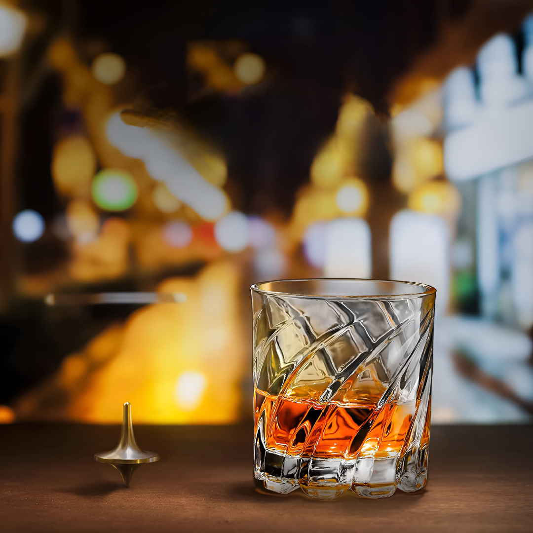 Rotating Old Fashioned Whiskey Glass