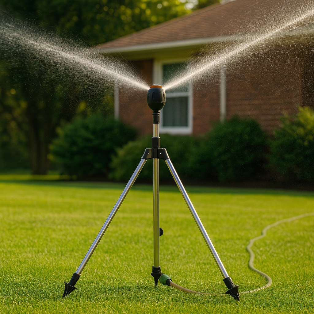 Lawn Sprinkler System – Rotating Tripod Water Sprayer