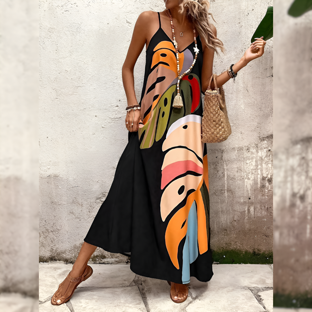 Trendy Leafy Oversized Maxi Dress for Women