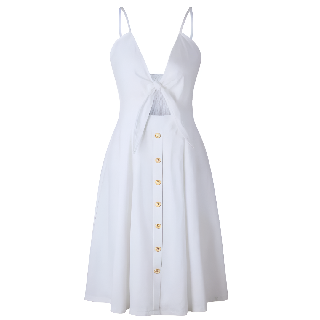 Trendy Tie-Front Button-Up Midi Dress for Women