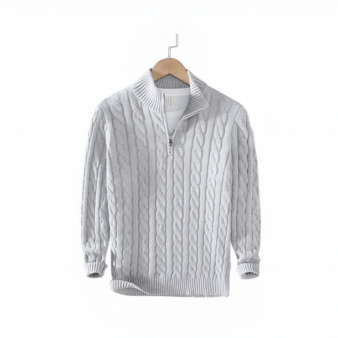 Classic Cable-Knit Half-Zip Sweater for Men