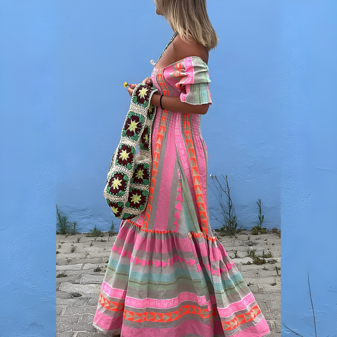 Trendy Cotton Boho Tiered Maxi Dress for Women