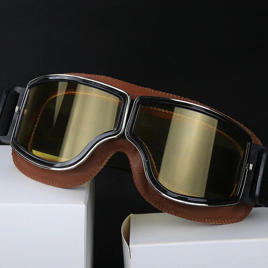 Classic Leather Dual-Lens Aviator Goggles