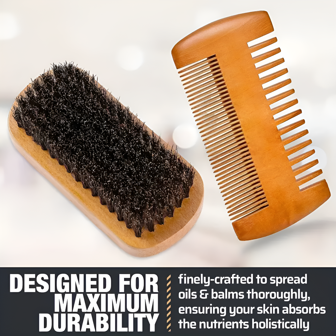 Beard Grooming Kit with Wooden Comb