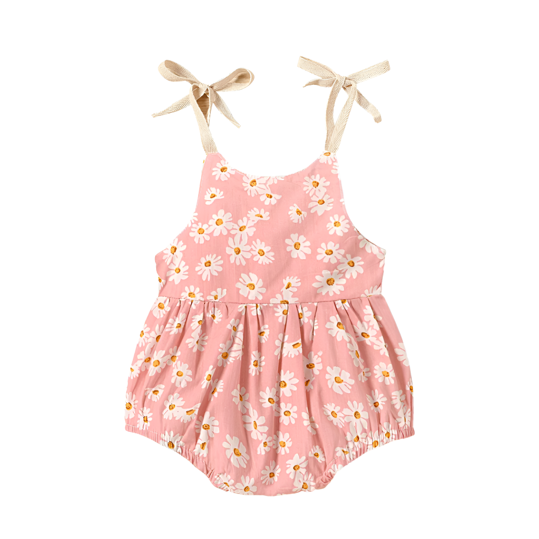 Trendy Cotton Daisy Print Romper for Baby Girls