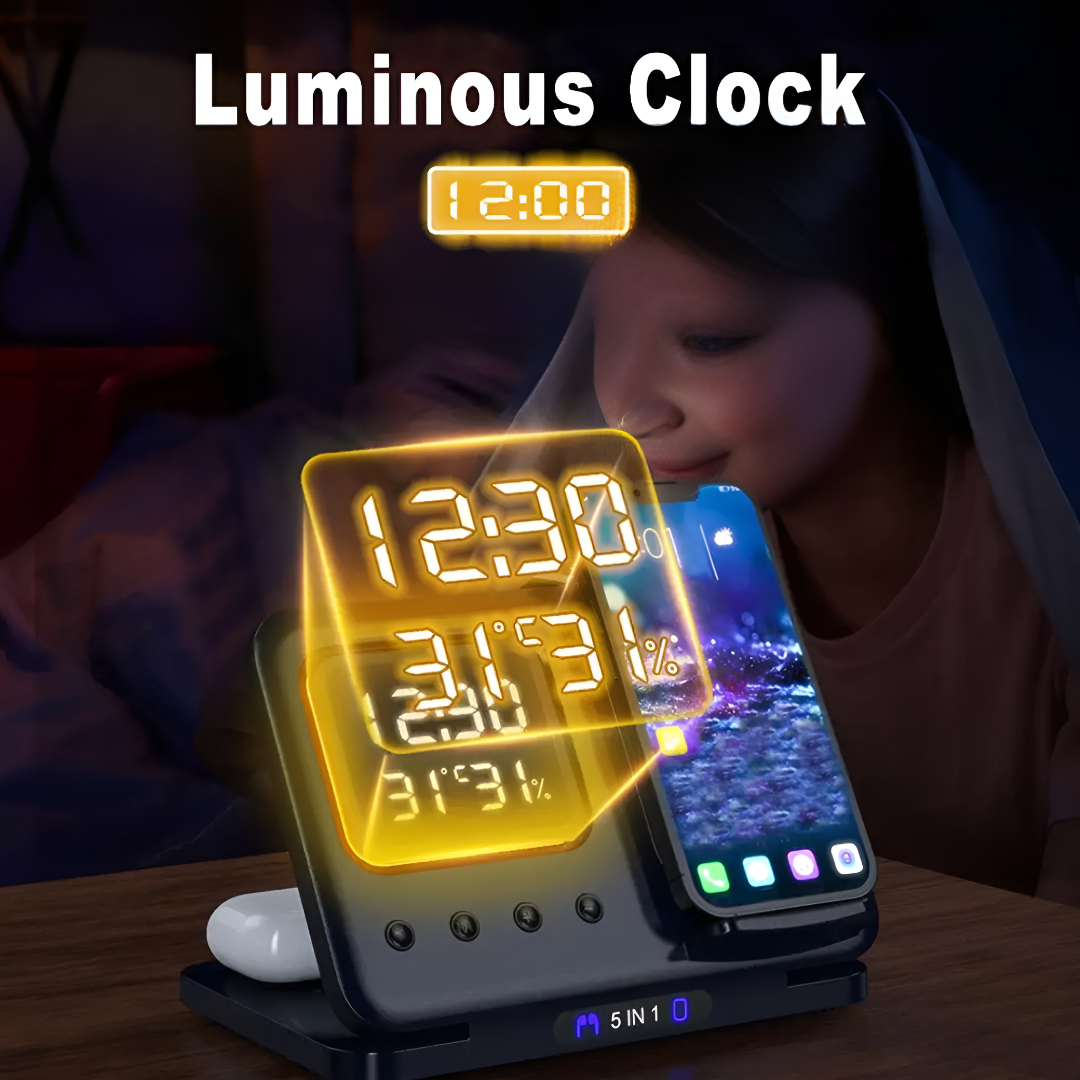 Wireless Charging Station with Clock