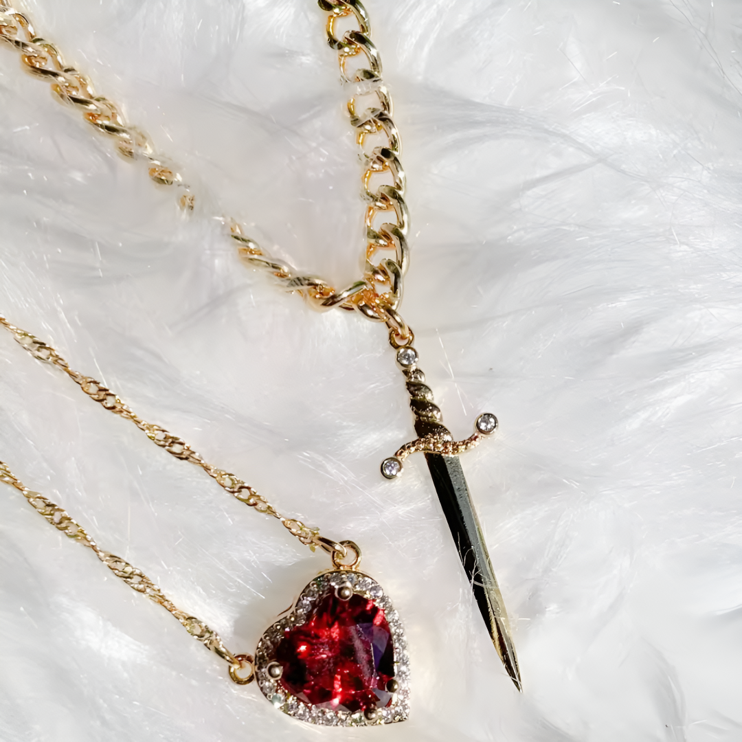 Heart & Sword Couples Necklace