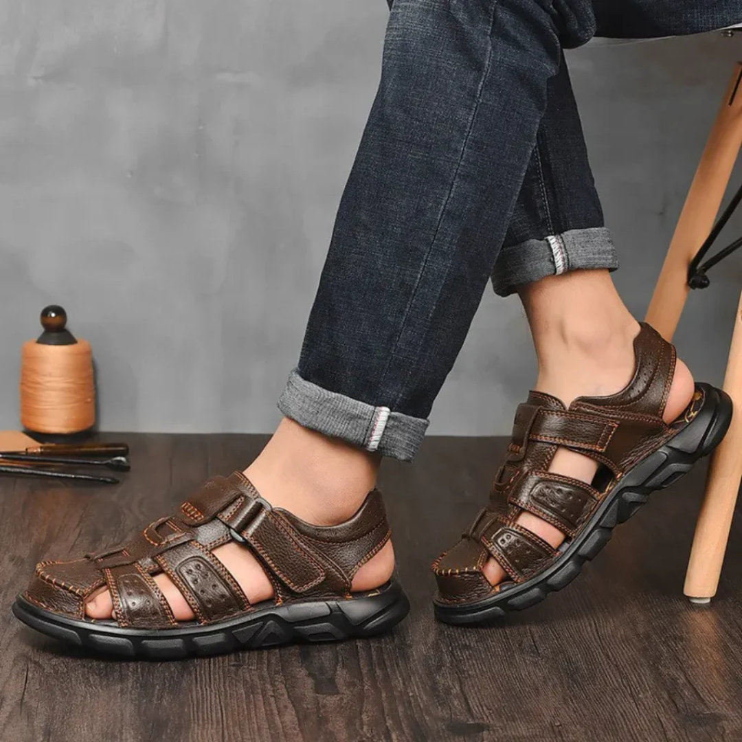 Durable Leather Multi-Strap Summer Sandals for Men