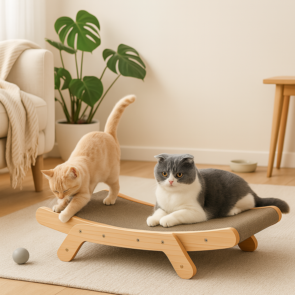 Cat Scratching Post Lounger – Low Profile Wooden Base