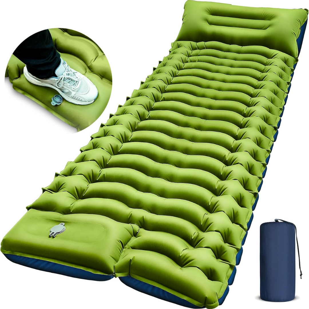 Ultralight Inflatable Sleeping Mattress with Pillow for Camping and Backpacking