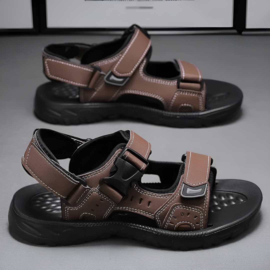 Leather Trail Sandals with Velcro for Men