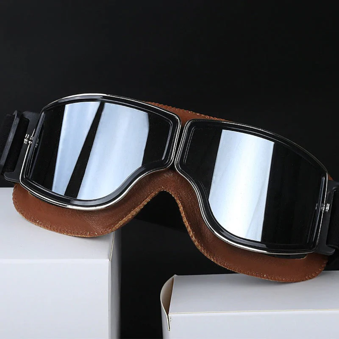 Classic Leather Dual-Lens Aviator Goggles