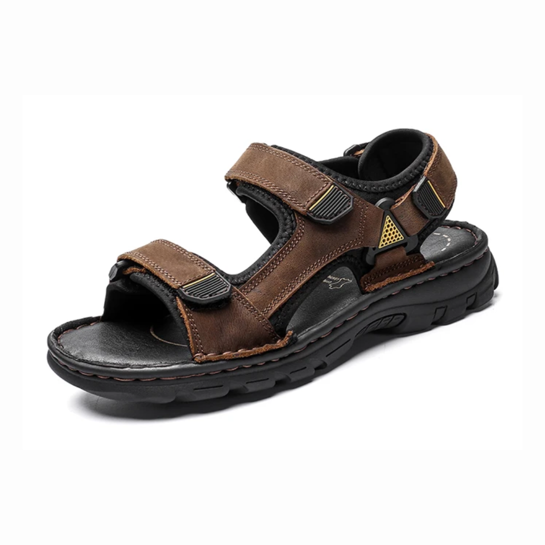 Rugged Leather Trek-Style Sandals for Men