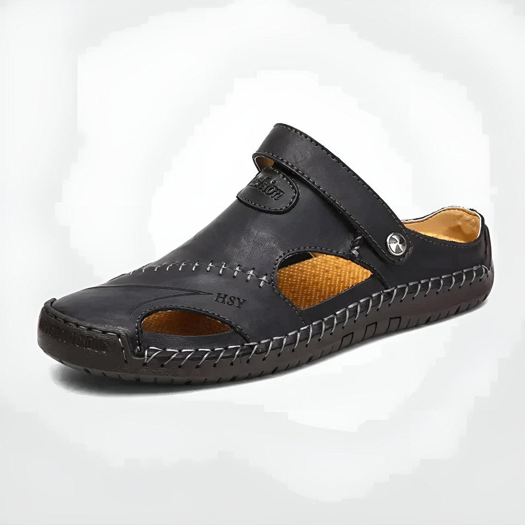 Durable Leather Closed-Toe Outdoor Sandals for Men