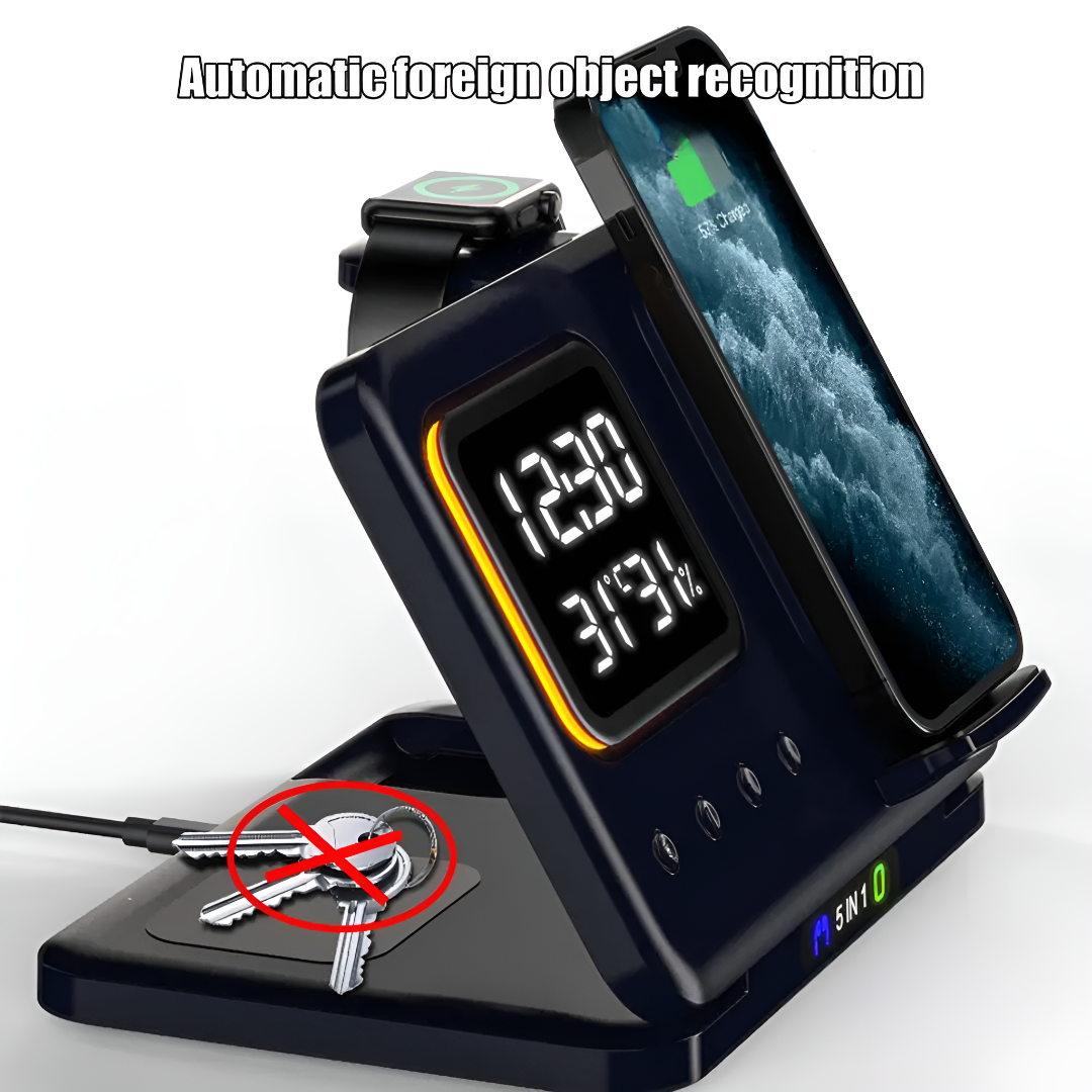 Wireless Charging Station with Clock
