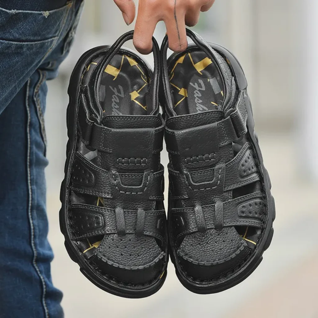 Durable Leather Multi-Strap Summer Sandals for Men