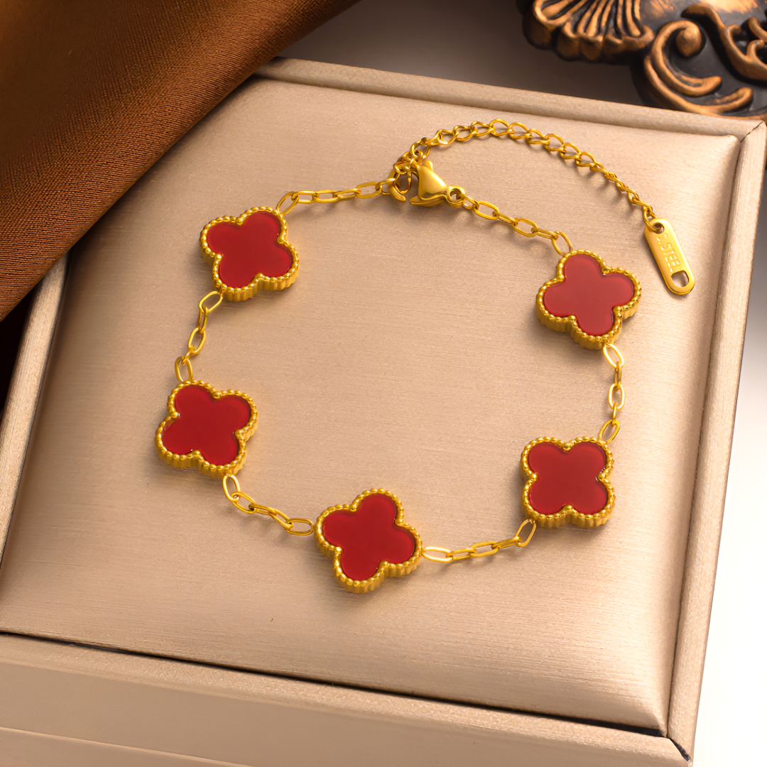 Elegant Gold-Plated Clover Charm Bracelet for Women